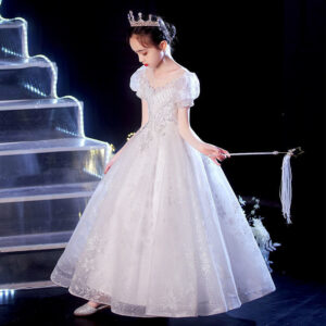 ac22d1af0c56b5a5 Girl’s Puffed yarn Princess long Super fairy Children Pageant Gown Sequin Kids Dresses For Party Wedding Girls Dress