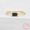 CANNER Square Black Diamond Ring 100% Sterling Sier Anillos Gold For Women Fine Jewelry Wedding Rings Bijoux