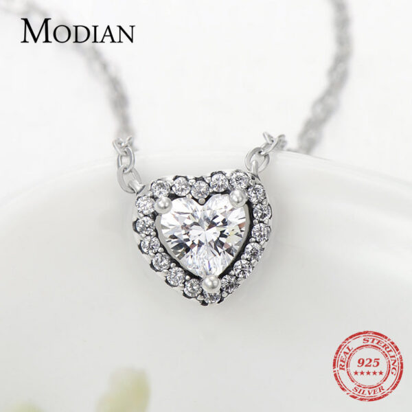 ac2976869a01ee1c Modian Real Sterg Sier Clear CZ Heart Pendant Necklace for Women Chain Fashion Wedding Statement Jewelry Accessories