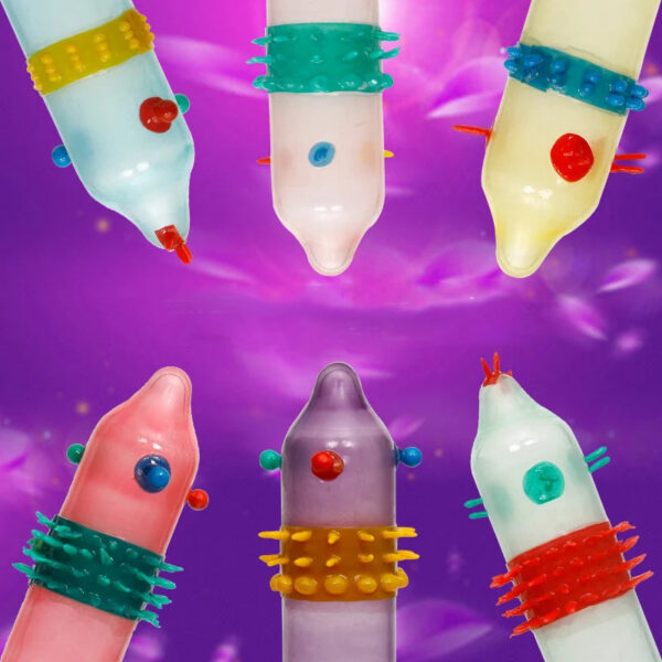 ac2c94c03ed40fa8 6PCS/Box Female G-spot Vaginal Stimulation Condoms Adult Sex Products Extra Sensitive Penis Sleeve Ribbed Dotted Spike Condom