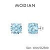 MODIAN Sparkling 925 Sterling Silver Delicate Rose Cut Simulated Aquamarine Trendy Stud Earrings For Women Wedding Jewelry