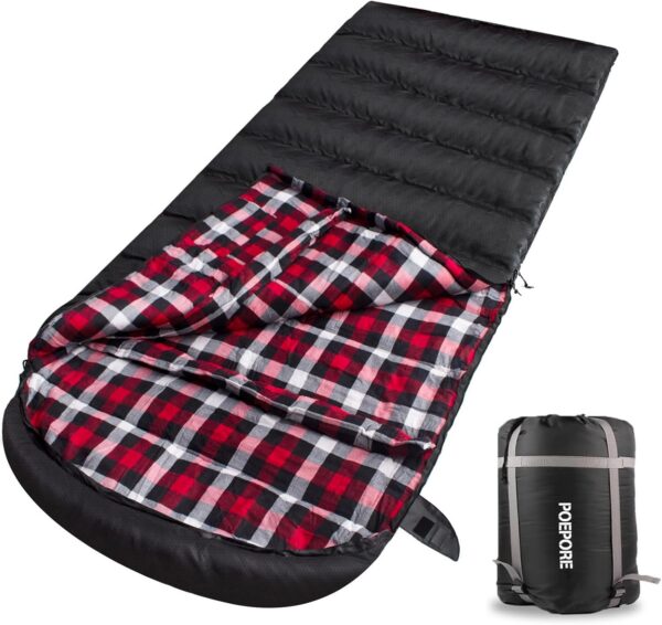 ac3686796f2373c1 Poepore XXL Schlafsack Outdoor für Erwachsene 3–4 Jahreszeiten Flanell Schlafsäcke Camping Winter Deckenschlafsack mit Aufbewahrungstasche Wasserdichter und Warmer 230 x 90CM