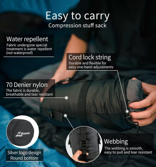 ac3aeacb37de9b3d Litume Fleece All Season Sleeping Bag Liner Adds Up to 15°C, Compressible and Lightweight Mummy Sleeping Sack for Backpacking Camping travel hiking compact stuff Drawstring hood