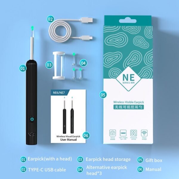 ac422690666ea4a5 Smart Visual Cleaner 1296P Ear Sticks Otoscope USB C Charging Endoscope Wax Removal Tool Earpick Mini Camera Health Care