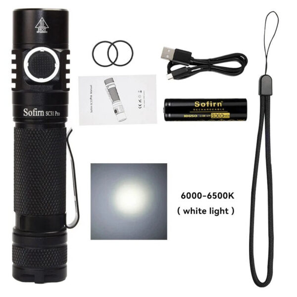 Sofirn SC31 Pro LED Powerful Rechargeable 18650 Torch USB C SST40 2000LM Anduril Outdoor Tactical Flashlight