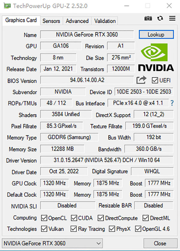 ac5e0d05295bb45b MLLSE RTX 12GB Graphics GDDR6 192Bit PCI Express 4.0 ×16 8Pin NVIDIA GPU Rtx 3060 Gaming Card Placa De Video