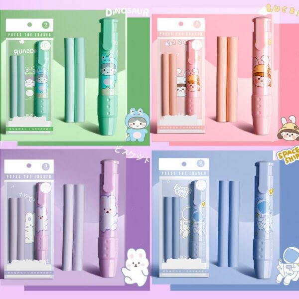 4set Retractable Pushable Student Drawing Design Office Eraser No Crumbs Do Not Leave A Mark Creative Push Type