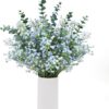 18pcs Babys Breath Eucalyptus Leaves Bouquet Blue Gypsophila Artificial Flowers and Faux Greenery for Home Decor