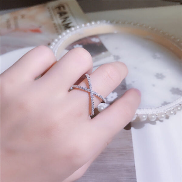 ac61bee5c0da06a8 New Design X shape Cross for Women Sterling Sier Diamond Statement Infinite Ring with Micro Paved Trendy Jewelry