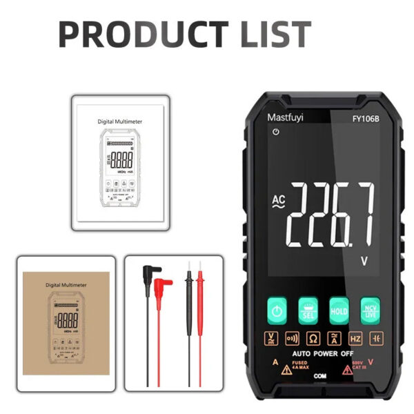 ac64d2c462f46921 MASTFUYI Mini Digital Multimeter Smart Electrician Tester For DC/AC Voltage Capacitance Ohm Hz NCV Professional Multitester