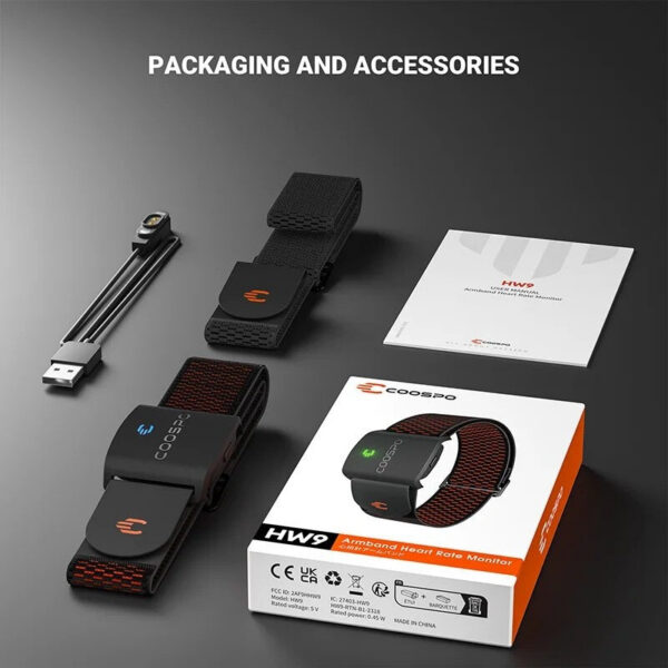 ac71a5f540abec79 COOSPO HW9 Armband Heart Rate Monitor with HR Zones/Calories HRM Sensor Fiess Cycg BLE5.0 ANT+ for Peloton,Zwift,Wahoo