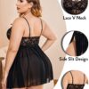 Avidlove Plus Size Lingerie Lace Babydoll Womens Strap Chemise Nightgown V Neck Nighty Mesh Sleepwear Side Slit Nightdress