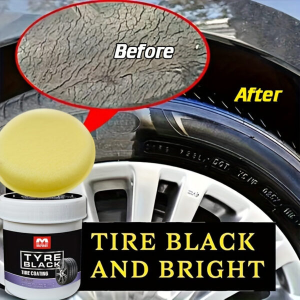 Blackening Wax - Hydrating Luster and Protection, Anti-Aging Tire Care Coating with Sponge Applicator