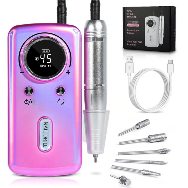 ac89f739e04eb8d9 45000RPM Electric Drill hine With LCD Display Rechargeable File Nails Accessories Gel Nail Polish Sander Low Noise