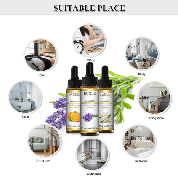 ac90d49235a78fa8 EUQEE 10ml Natural Plant Essential Oil with Dropper For Diffuser Humidifier Lavender Jasmine Eucalyptus Vanilla Essential Oils