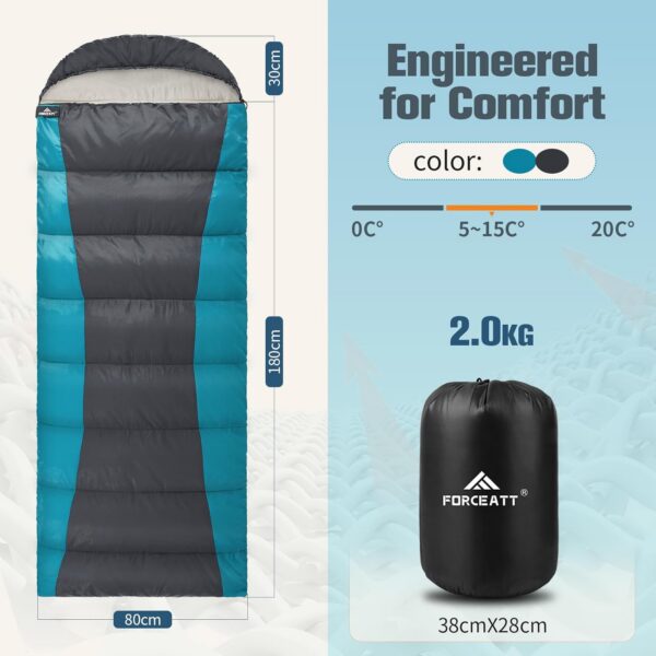 ac9a1b8b9c075ec9 Forceatt Schlafsack Winter, -5°-20 Grad Schlafsack Outdoor für 3-4 Jahreszeiten, Leichtgewichtig und Wasserdicht Warm Schlafsack Camping für Erwachsene Geeignet für Rucksackreisen, Wandern und Reisen.