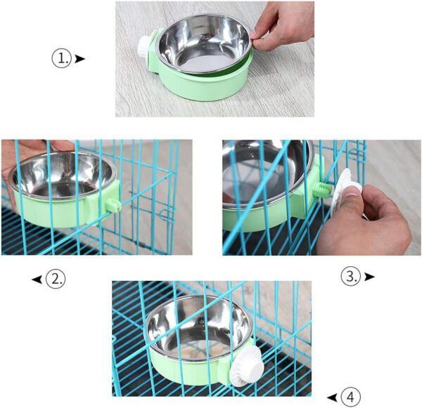 aca1c32c51b9e712 Crate Dog Cat Bowls, Removable Stainless Steel Hanging Pet Cage Bowls for Kennel, Water Food Feeder Bowls Cage Coop Cup for Cats, Dogs, Rabbits and Small Animals (Small, Pink)