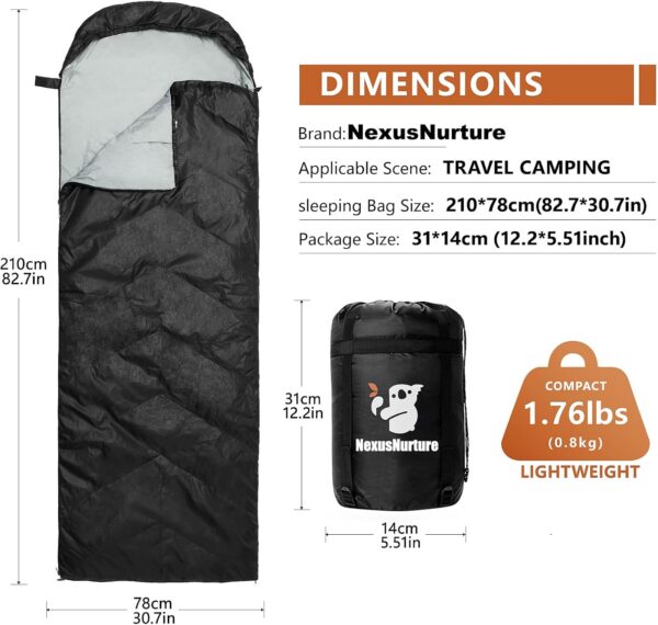 aca1d0f5c1ac9243 NexusNurture Sleeping Bags for Adults - Warm & Lightweight Envelope Compact Sleeping Bag, Watrerproof Indoor & Outdoor Use for Camping, Hiking and Backpacking