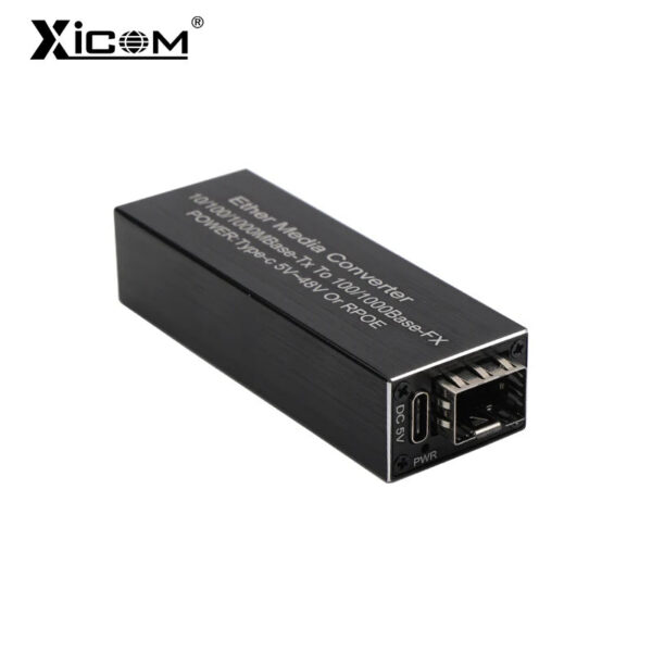 Xicom Mini RPOE 1.25G Media Converter Slot SFP Transceiver Module 5V DC Type-C input 1 SFP Slot 1 RJ45 Ethernet SFP Fiber Switch
