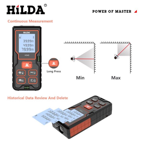acc28e5bc3cae65f HILDA Laser 40M 80M 100M Handheld Electronic Rangefinder High-precision Infrared Level Measurement Room
