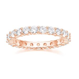 Trumium Sier Wedding Round Zirconia Diamond Full Eternity Stackable Engagement Ring for Women Jewelry 3mm