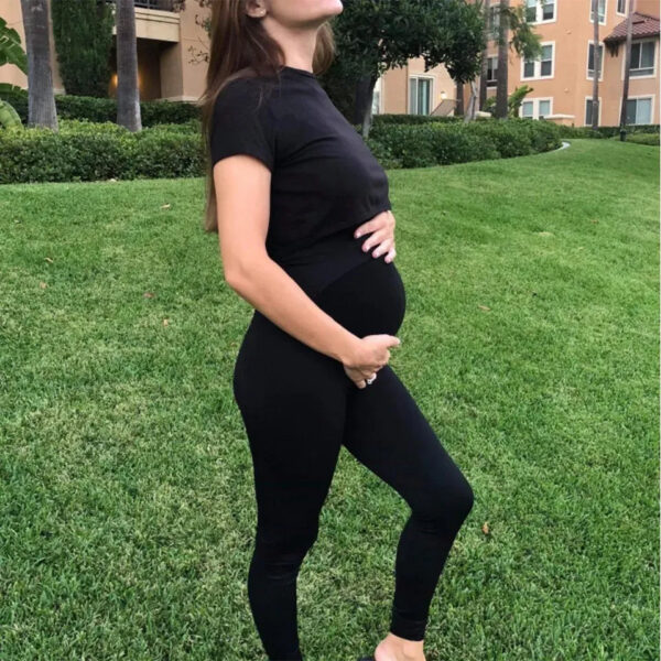 acc8b525aa5e4a93 Elastic High Waist Legg Skinny Maternity Clothes For pregnant Women Belly Support Knitted Leggins Body Shaper Trousers