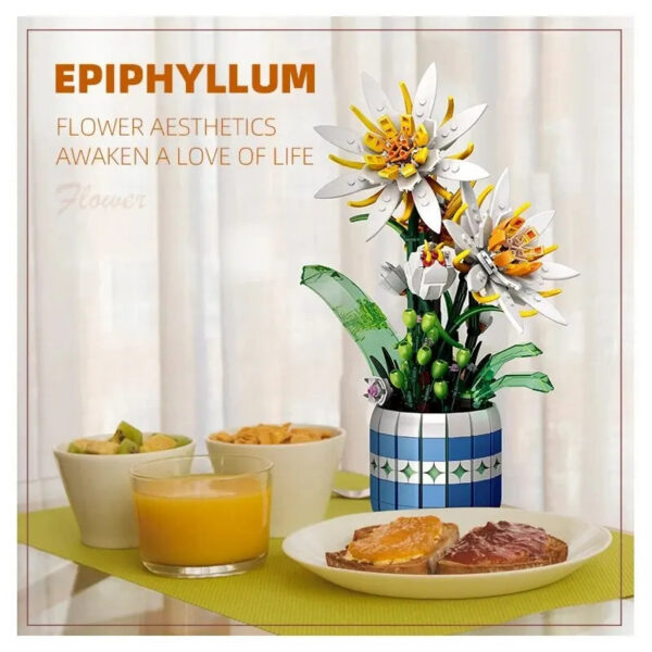 Flower Bonsai Building Blocks Epiphyllum Plant Potted Model Bricks Creative Desktop Ornaments Home Decoration Kids Toys Gifts