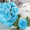 ace5f0d27bd0d4e0 Artificial Flower Foam Purple Rose 50pcs Real Looking Fake Rose with Stems Leaves for Home Decoration Party Garden Centerpieces DIY Wedding Bouquets(Purple)