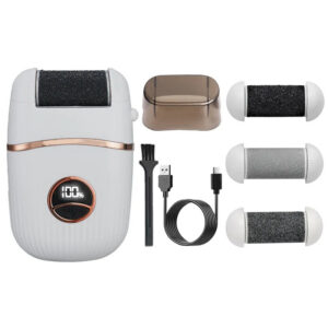 Electric Grinder Rechargeable Callus Pedicure Tools Foot File Feet Care Dead Skin Remover With 3 Roller Heads