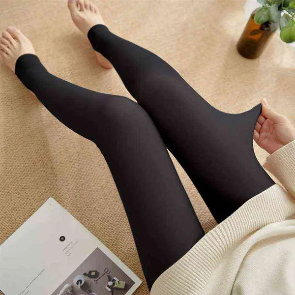 Fake Translucent Women's Fleece Thick Warm Winter Tights Thermo Pantyhose Thermal Stockings Insulated Leggings 211216