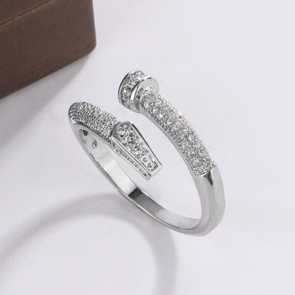 acf726d4f7de5158 Classic Design Full Diamond Zircon Nail Ring Fashion Everything Sier Ladies Fine Jewelry Light Birthday Party Gift
