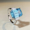 ad0162e94999dc38 Wong Rain Luxury 925 Sterling Silver Emerald Cut 10CT Aquamarine Lab Sapphire Gemstone Wedding Engagement Jewelry Ring Wholesale