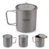 Titanium Outdoor Portable Camping Picnic Water Cup Mug with Foldable Handle 300ml 350ml 450ml 550ml 650ml / 750ml