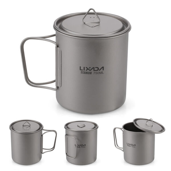 Titanium Outdoor Portable Camping Picnic Water Cup Mug with Foldable Handle 300ml 350ml 450ml 550ml 650ml / 750ml