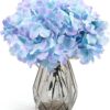 Auihiay 64pcs Silk Hydrangea Artificial Flowers, Artificial Hydrangea Flowers with Stems, Full Hydrangea Flowers for Wedding Centerpieces, Home, Garden, Party Decoration (Blue)
