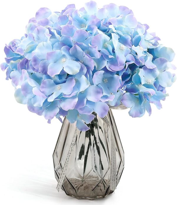 Auihiay 64pcs Silk Hydrangea Artificial Flowers, Artificial Hydrangea Flowers with Stems, Full Hydrangea Flowers for Wedding Centerpieces, Home, Garden, Party Decoration (Blue)
