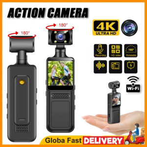 ad184c38a0cb7e42 Portable 4K Ultra HD Action Mini Camera 180Rotatable Vlog WiFi Lens Sports Camera Infrared Night Vision Sports DV Bicycle Driver