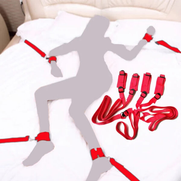 Bdsm Bondage Set 18 Adult Sexy Erotic Accessories Adjustable Bandage Handcuffs And Footcuffs Bed Sex For Woman Couples Toys