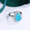 Creative Paraiba Flower Sapphire Full Diamond Couple Ring for Women Zircon Valentine's Day Gift Jewelry Sterling Sier Rings
