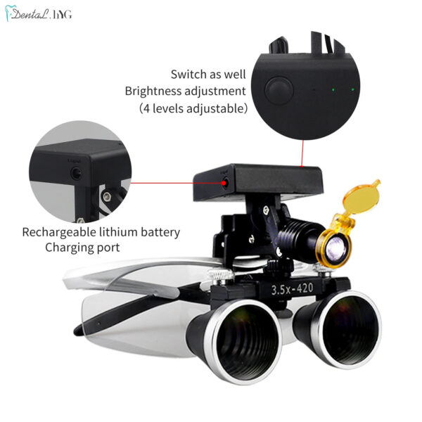ad383e450c38f492 Dental Loupes Dental Magnifier Dental Lab Medical Loupes Magnification Binocular 2.5/3.5x Headlight Wireless 5W Headlamp
