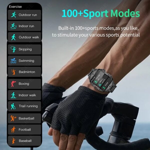 LIGE New Smart 1.96 Inch Screen 420 MAh Bluetooth Call Voice Assistant Watch Sports Fiess Waterproof Smartwatch For Men