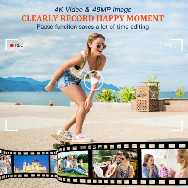 4K Digital Auto Focus 48MP Vlogging for YouTube and Anti-Shake Video Camera with Viewfinder Flash & Dial