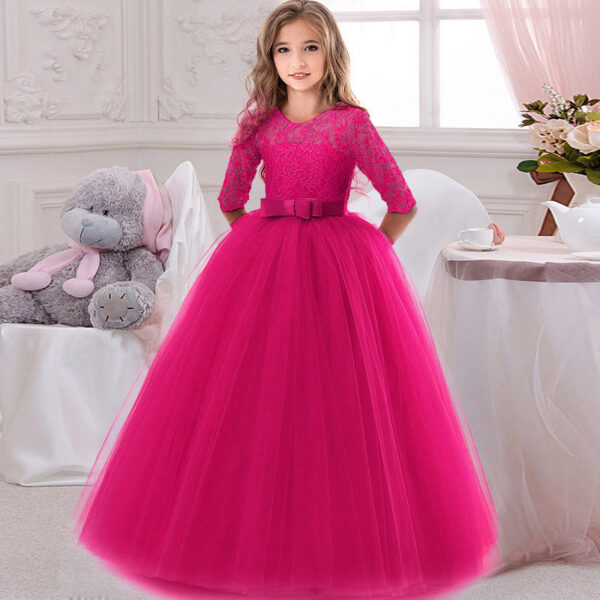 Princess Birthday Lace Kids Elegant Dresses For Girls Vintage Children Girl Party Wedding Dress 4 10 12 Years