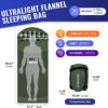 Backpacking Flannel Sleeping Bag Lightweight for Adults Hiking Ultralight Compact Sleeping Bag Portable Warm Weather Summer with Compression Sack