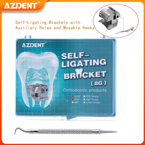 ad9020d3084835fb AZDENT Dental Orthodontic Brackets Self-Ligating Braces Inserted Crimpable Movable Hooks Auxiliary Hole Buccal Tube 28pcs/Box