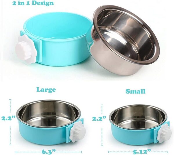 ada46ed3d50881c3 Crate Dog Cat Bowls, Removable Stainless Steel Hanging Pet Cage Bowls for Kennel, Water Food Feeder Bowls Cage Coop Cup for Cats, Dogs, Rabbits and Small Animals (Small, Pink)