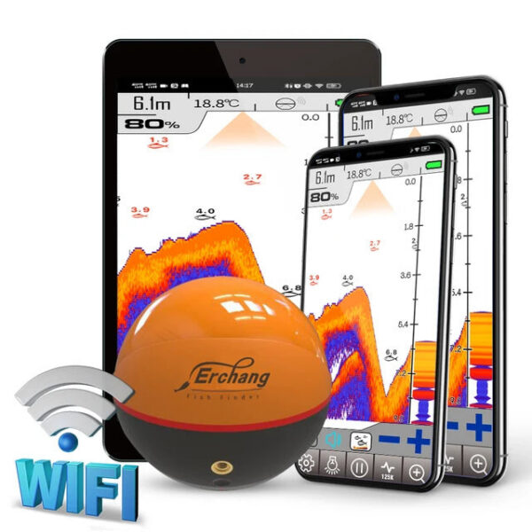 Erchang F68 WIFI Fish 100M Wireless Echo Sounder Detect Finder fishing for Lake Sea Fishing IOS& Android