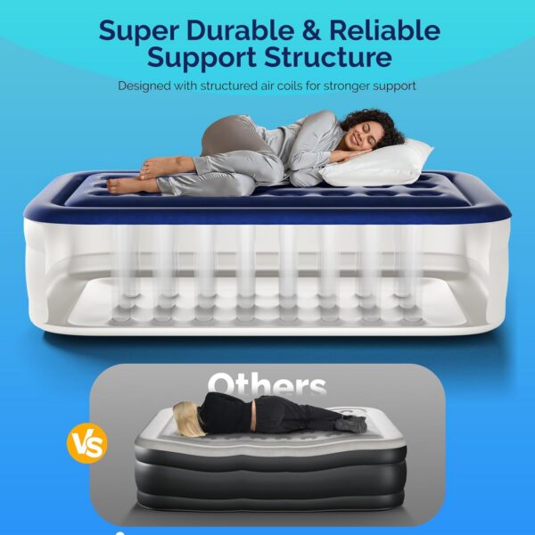 add3a8761c2d628d VINGLI Twin Air Mattress with Built-in Pump, 18 Raised Blow Up Mattress with Soft Flocked Top, Leakproof Inflatable Mattress for Camping, Home, Guests,with Storage Bag