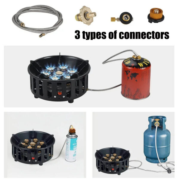 19800W 7-Core Stove High-Power Strong Fire Portable Tourist Gas Burner Windproof Electronic Ignition Camping Equipment