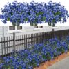 21 Bundles Artificial Outdoor UV Resistant Flowers No Fade Fake Outside Flowers Plastic Greenery Faux Shrubs Garden Porch Window Box Home Decoration(Purple)